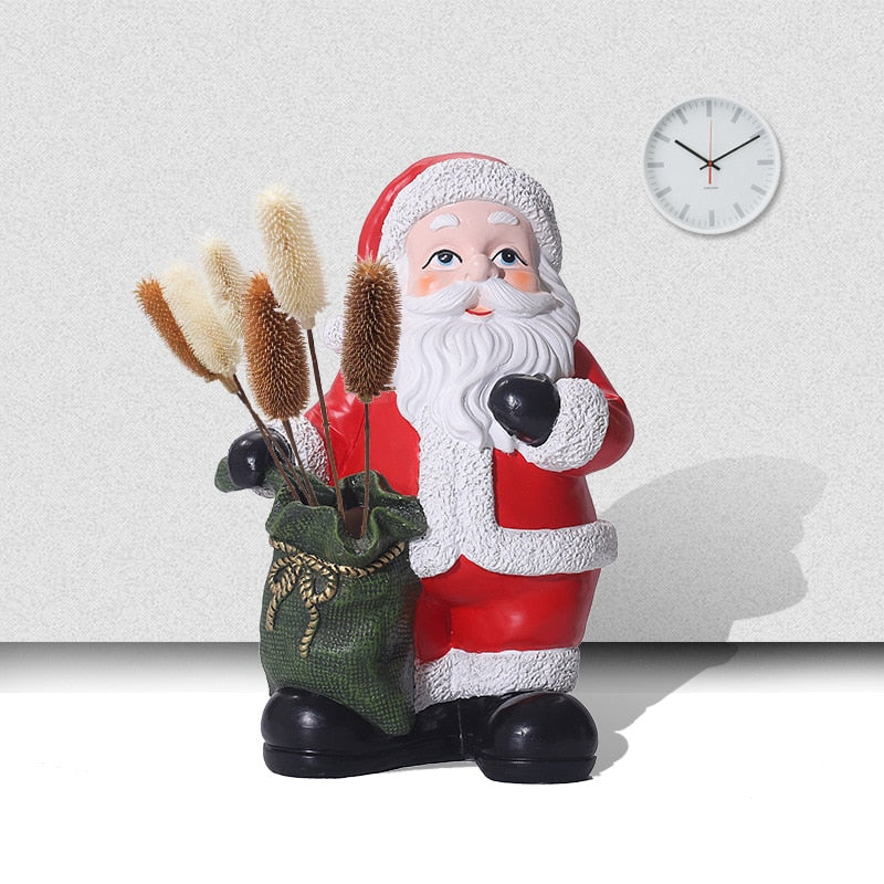 Christmas Santa Claus Figure Statues Resin Crafts Vase Sculpture Desktop Festival Ornament Living Room Interior Home Decor Gift acacuss