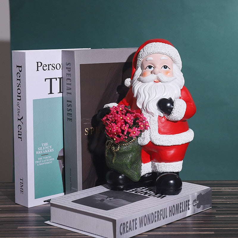 Christmas Santa Claus Figure Statues Resin Crafts Vase Sculpture Desktop Festival Ornament Living Room Interior Home Decor Gift acacuss