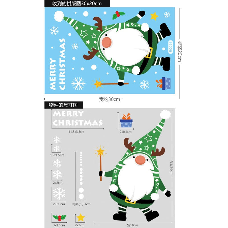 Christmas Santa Claus Window Stickers Wall Ornaments Christmas Pendant Merry Christmas For Home Decor New Year Stickers 2023 acacuss