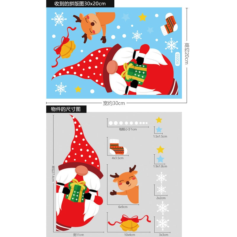 Christmas Santa Claus Window Stickers Wall Ornaments Christmas Pendant Merry Christmas For Home Decor New Year Stickers 2023 acacuss