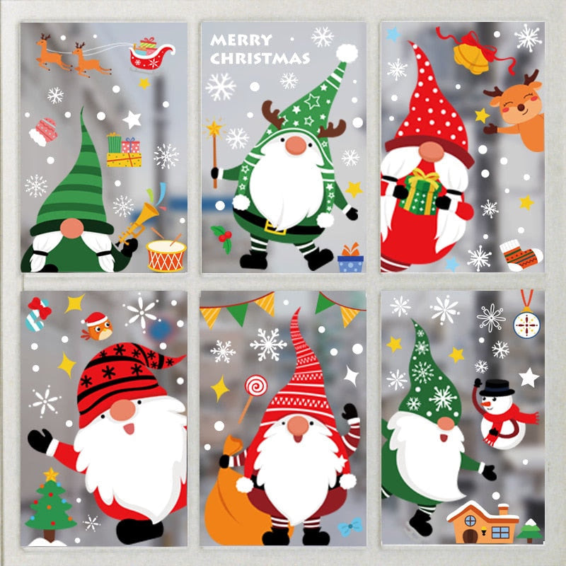 Christmas Santa Claus Window Stickers Wall Ornaments Christmas Pendant Merry Christmas For Home Decor New Year Stickers 2023 acacuss