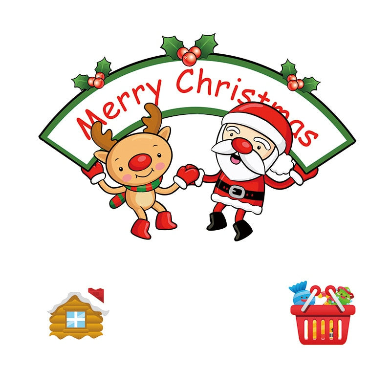 Christmas Santa Claus Window Stickers Wall Ornaments Christmas Pendant Merry Christmas For Home Decor New Year Stickers 2023 acacuss
