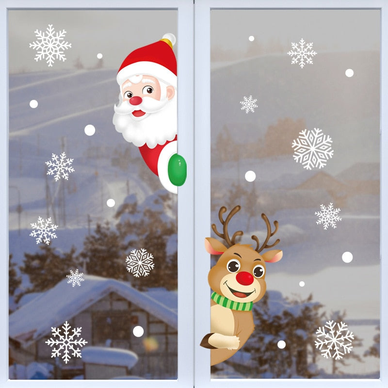 Christmas Santa Claus Window Stickers Wall Ornaments Christmas Pendant Merry Christmas For Home Decor New Year Stickers 2023 acacuss