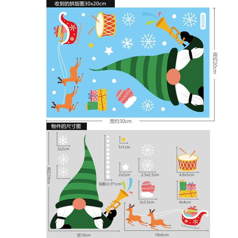 Christmas Santa Claus Window Stickers Wall Ornaments Christmas Pendant Merry Christmas For Home Decor New Year Stickers 2023 acacuss