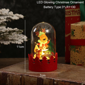 Christmas Snowman Santa Hot Air Balloon Microlandscape Ornament with LED Light Christmas Decor for Home New Year 2024 Navidad acacuss