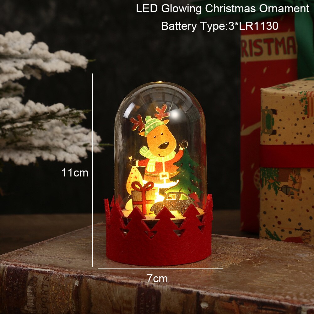 Christmas Snowman Santa Hot Air Balloon Microlandscape Ornament with LED Light Christmas Decor for Home New Year 2024 Navidad acacuss