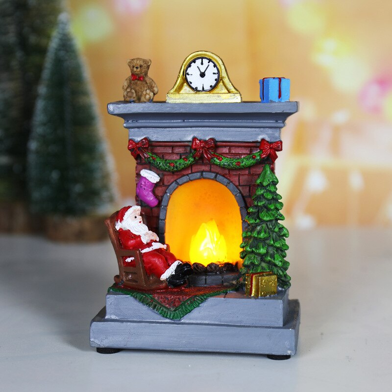 Christmas Snowman Santa Hot Air Balloon Microlandscape Ornament with LED Light Christmas Decor for Home New Year 2024 Navidad acacuss