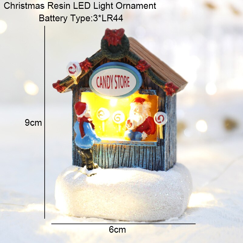 Christmas Snowman Santa Hot Air Balloon Microlandscape Ornament with LED Light Christmas Decor for Home New Year 2024 Navidad acacuss