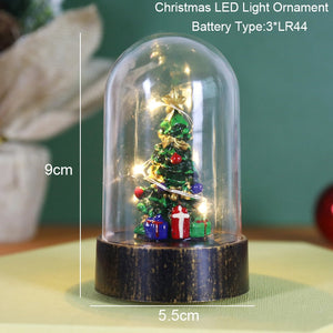 Christmas Snowman Santa Hot Air Balloon Microlandscape Ornament with LED Light Christmas Decor for Home New Year 2024 Navidad acacuss