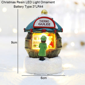 Christmas Snowman Santa Hot Air Balloon Microlandscape Ornament with LED Light Christmas Decor for Home New Year 2024 Navidad acacuss
