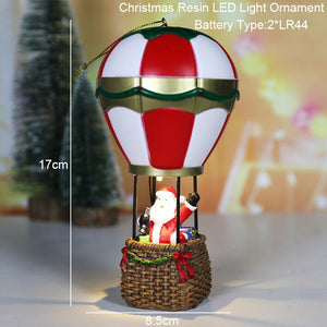 Christmas Snowman Santa Hot Air Balloon Microlandscape Ornament with LED Light Christmas Decor for Home New Year 2024 Navidad acacuss