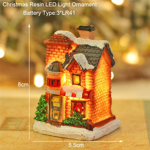 Christmas Snowman Santa Hot Air Balloon Microlandscape Ornament with LED Light Christmas Decor for Home New Year 2024 Navidad acacuss