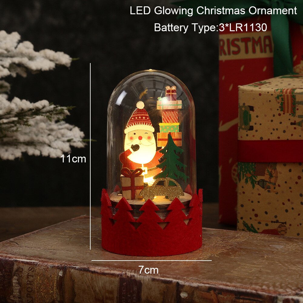 Christmas Snowman Santa Hot Air Balloon Microlandscape Ornament with LED Light Christmas Decor for Home New Year 2024 Navidad acacuss