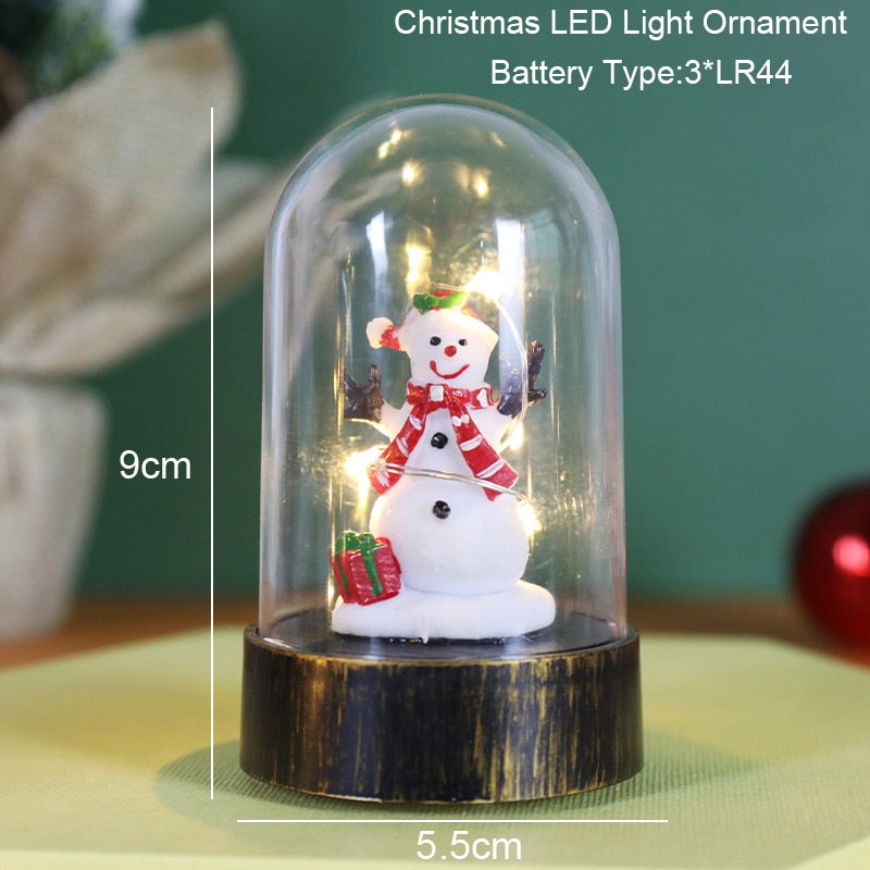 Christmas Snowman Santa Hot Air Balloon Microlandscape Ornament with LED Light Christmas Decor for Home New Year 2024 Navidad acacuss
