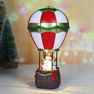 Christmas Snowman Santa Hot Air Balloon Microlandscape Ornament with LED Light Christmas Decor for Home New Year 2024 Navidad acacuss