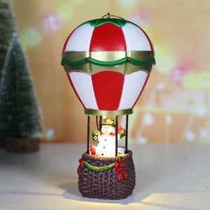 Christmas Snowman Santa Hot Air Balloon Microlandscape Ornament with LED Light Christmas Decor for Home New Year 2024 Navidad acacuss