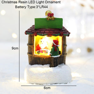 Christmas Snowman Santa Hot Air Balloon Microlandscape Ornament with LED Light Christmas Decor for Home New Year 2024 Navidad acacuss