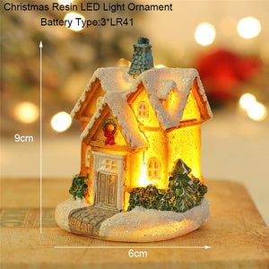 Christmas Snowman Santa Hot Air Balloon Microlandscape Ornament with LED Light Christmas Decor for Home New Year 2024 Navidad acacuss