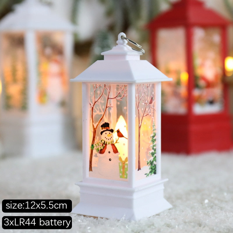 Christmas Snowman Santa Hot Air Balloon Microlandscape Ornament with LED Light Christmas Decor for Home New Year 2024 Navidad acacuss