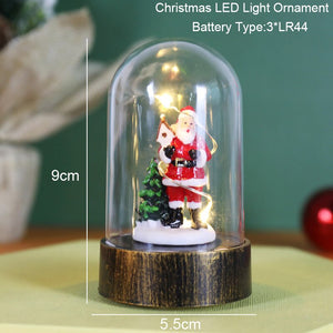 Christmas Snowman Santa Hot Air Balloon Microlandscape Ornament with LED Light Christmas Decor for Home New Year 2024 Navidad acacuss