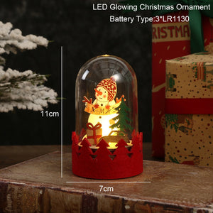 Christmas Snowman Santa Hot Air Balloon Microlandscape Ornament with LED Light Christmas Decor for Home New Year 2024 Navidad acacuss