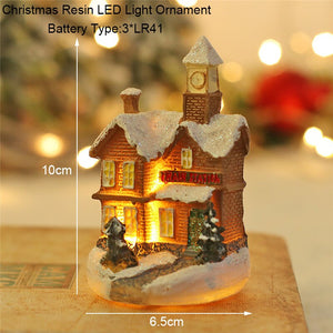Christmas Snowman Santa Hot Air Balloon Microlandscape Ornament with LED Light Christmas Decor for Home New Year 2024 Navidad acacuss