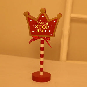 Christmas Table Pendant Wooden Stop Sign LED Light Ornaments Christmas Decoration 2023 Noel Navidad Home Decor Gifts acacuss