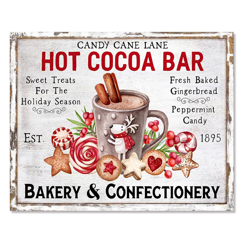 Christmas Wall Art Print Hot Chocolate Candyland Express Gingerbread Bakery Sign Poster Vintage Canvas Painting Kitchen Decor acacuss