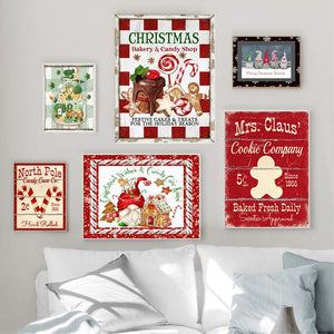 Christmas Wall Art Print Hot Chocolate Candyland Express Gingerbread Bakery Sign Poster Vintage Canvas Painting Kitchen Decor acacuss