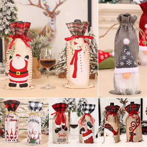 Christmas Wine Bottle Cover Merry Christmas Decorations For Home Christmas Ornament Xmas Table Decor New Year 2024 Navidad Gift acacuss