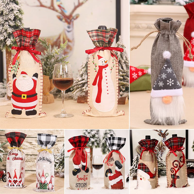 Christmas Wine Bottle Cover Merry Christmas Decorations For Home Christmas Ornament Xmas Table Decor New Year 2024 Navidad Gift acacuss