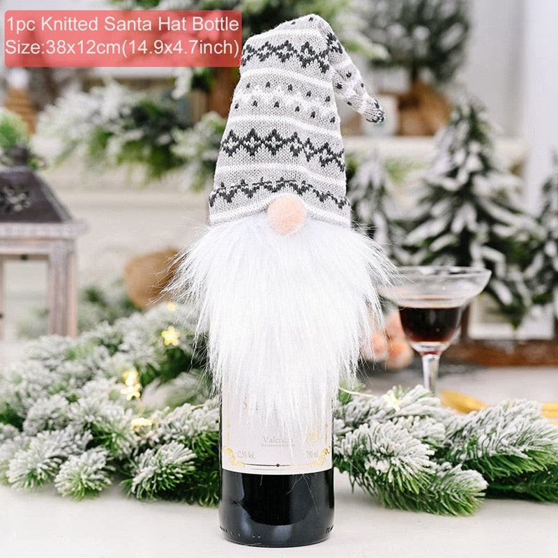 Christmas Wine Bottle Cover Merry Christmas Decorations For Home Christmas Ornament Xmas Table Decor New Year 2024 Navidad Gift acacuss