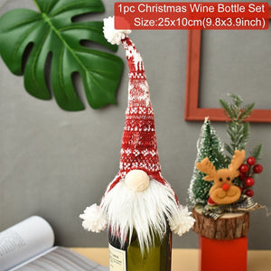 Christmas Wine Bottle Cover Merry Christmas Decorations For Home Christmas Ornament Xmas Table Decor New Year 2024 Navidad Gift acacuss