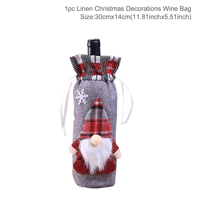 Christmas Wine Bottle Cover Merry Christmas Decorations For Home Christmas Ornament Xmas Table Decor New Year 2024 Navidad Gift acacuss