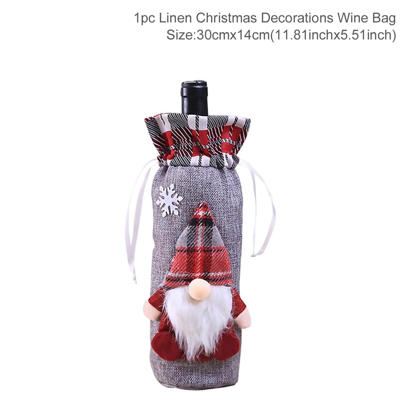 Christmas Wine Bottle Cover Merry Christmas Decorations For Home Christmas Ornament Xmas Table Decor New Year 2024 Navidad Gift acacuss
