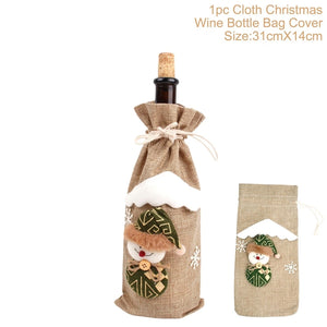 Christmas Wine Bottle Cover Merry Christmas Decorations For Home Christmas Ornament Xmas Table Decor New Year 2024 Navidad Gift acacuss