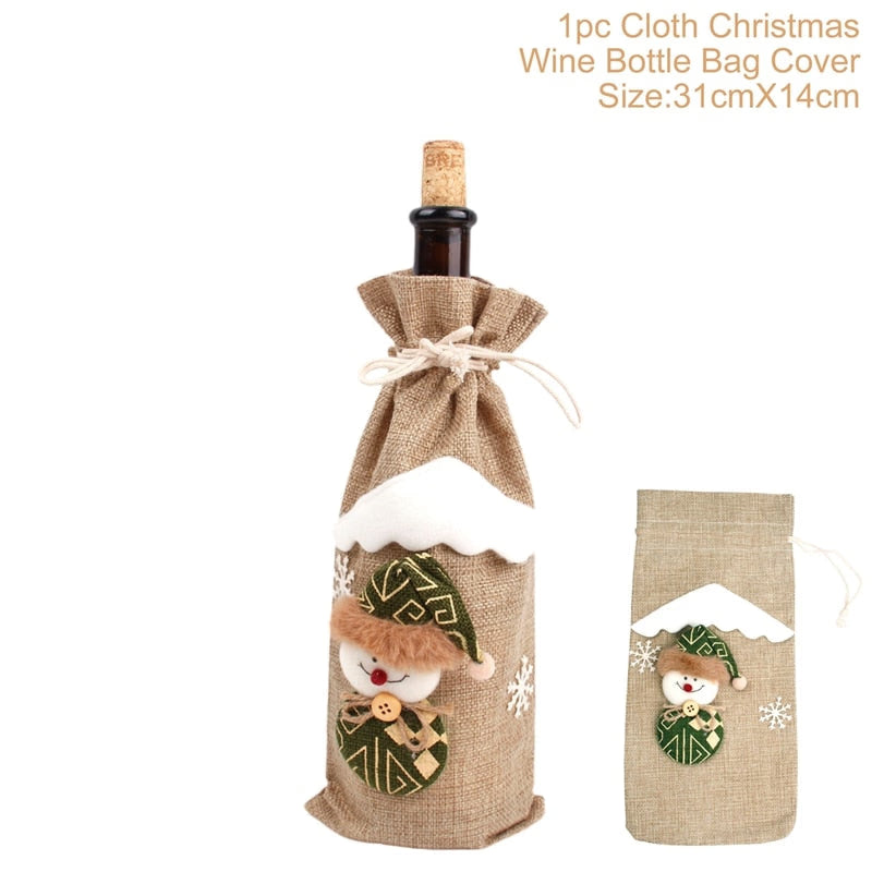 Christmas Wine Bottle Cover Merry Christmas Decorations For Home Christmas Ornament Xmas Table Decor New Year 2024 Navidad Gift acacuss