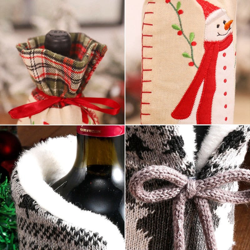 Christmas Wine Bottle Cover Merry Christmas Decorations For Home Christmas Ornament Xmas Table Decor New Year 2024 Navidad Gift acacuss