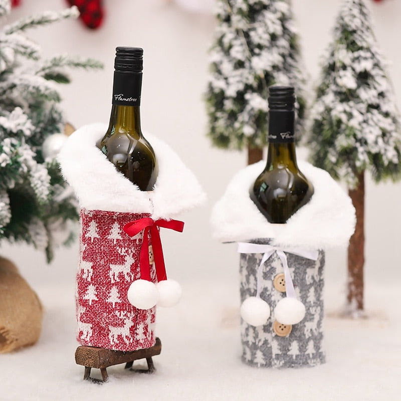 Christmas Wine Bottle Cover Merry Christmas Decorations For Home Christmas Ornament Xmas Table Decor New Year 2024 Navidad Gift acacuss