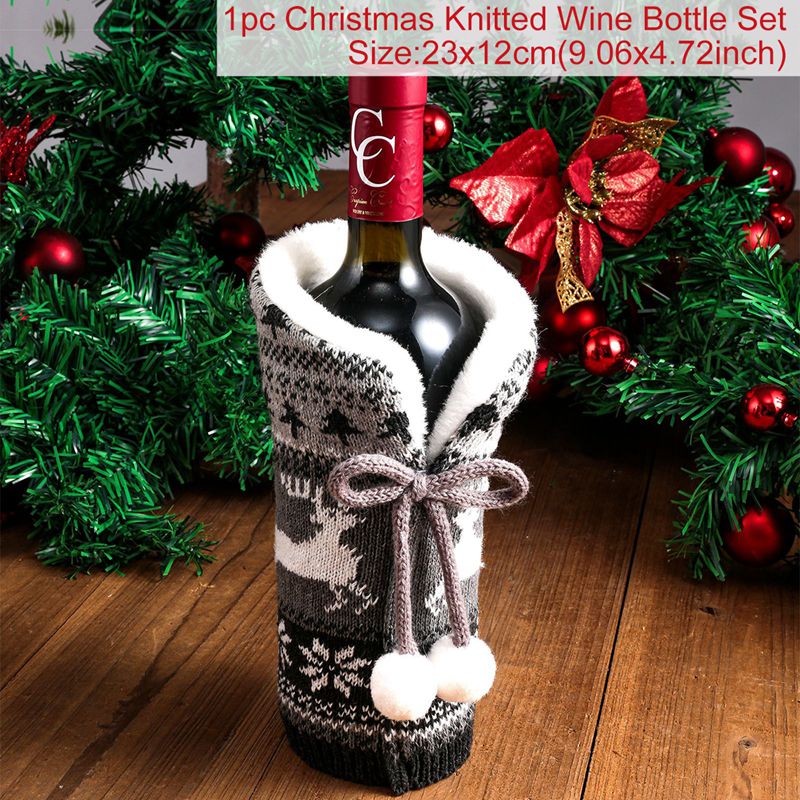 Christmas Wine Bottle Cover Merry Christmas Decorations For Home Christmas Ornament Xmas Table Decor New Year 2024 Navidad Gift acacuss