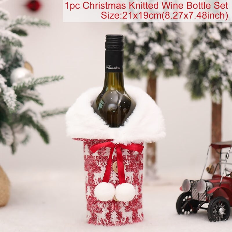 Christmas Wine Bottle Cover Merry Christmas Decorations For Home Christmas Ornament Xmas Table Decor New Year 2024 Navidad Gift acacuss