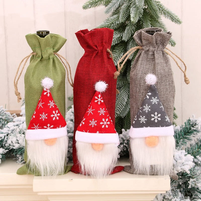 Christmas Wine Bottle Cover Merry Christmas Decorations For Home Christmas Ornament Xmas Table Decor New Year 2024 Navidad Gift acacuss