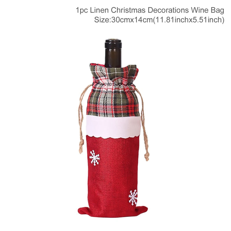 Christmas Wine Bottle Cover Merry Christmas Decorations For Home Christmas Ornament Xmas Table Decor New Year 2024 Navidad Gift acacuss