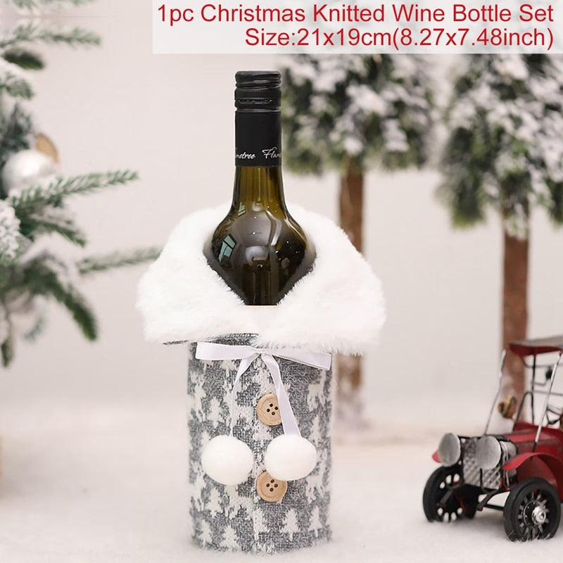 Christmas Wine Bottle Cover Merry Christmas Decorations For Home Christmas Ornament Xmas Table Decor New Year 2024 Navidad Gift acacuss