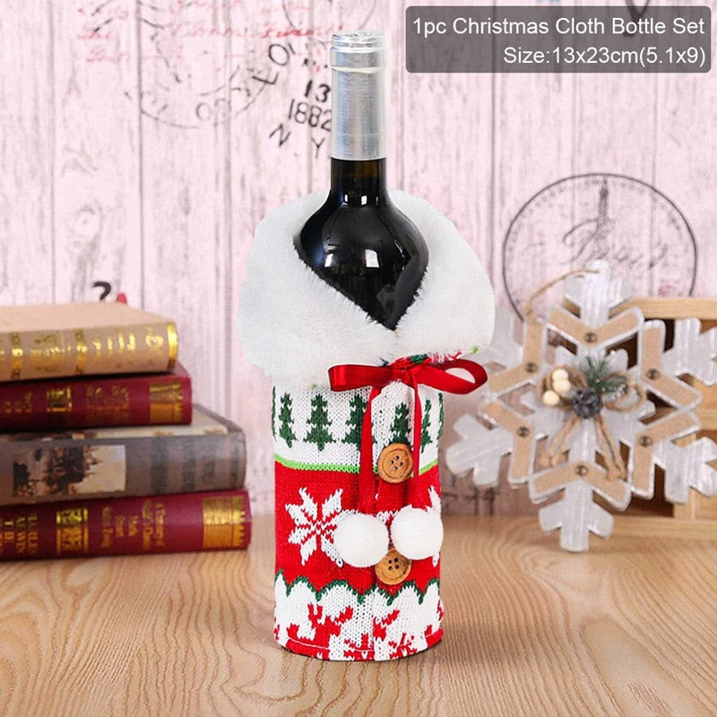 Christmas Wine Bottle Cover Merry Christmas Decorations For Home Christmas Ornament Xmas Table Decor New Year 2024 Navidad Gift acacuss