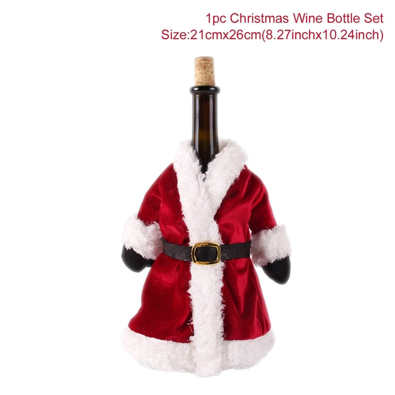 Christmas Wine Bottle Cover Merry Christmas Decorations For Home Christmas Ornament Xmas Table Decor New Year 2024 Navidad Gift acacuss