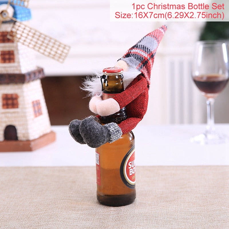 Christmas Wine Bottle Cover Merry Christmas Decorations For Home Christmas Ornament Xmas Table Decor New Year 2024 Navidad Gift acacuss