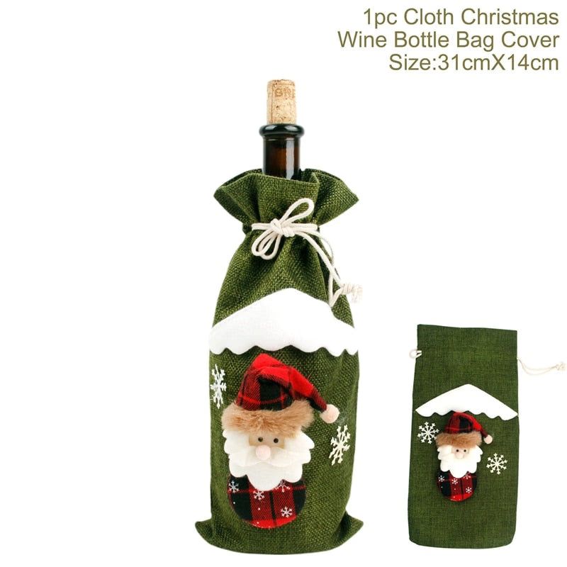 Christmas Wine Bottle Cover Merry Christmas Decorations For Home Christmas Ornament Xmas Table Decor New Year 2024 Navidad Gift acacuss