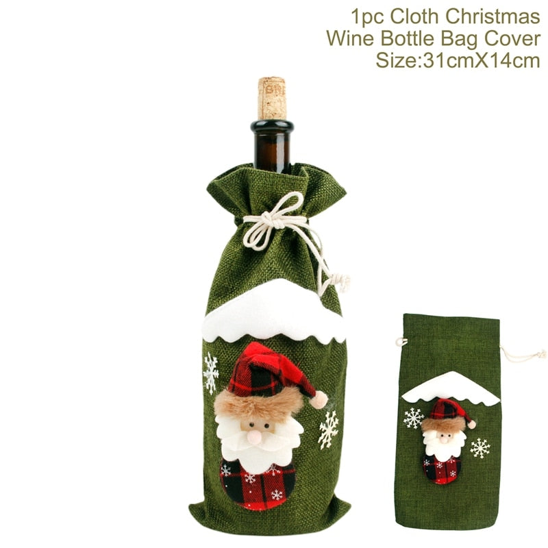 Christmas Wine Bottle Cover Merry Christmas Decorations For Home Christmas Ornament Xmas Table Decor New Year 2024 Navidad Gift acacuss