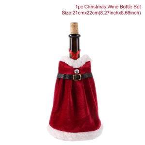 Christmas Wine Bottle Cover Merry Christmas Decorations For Home Christmas Ornament Xmas Table Decor New Year 2024 Navidad Gift acacuss